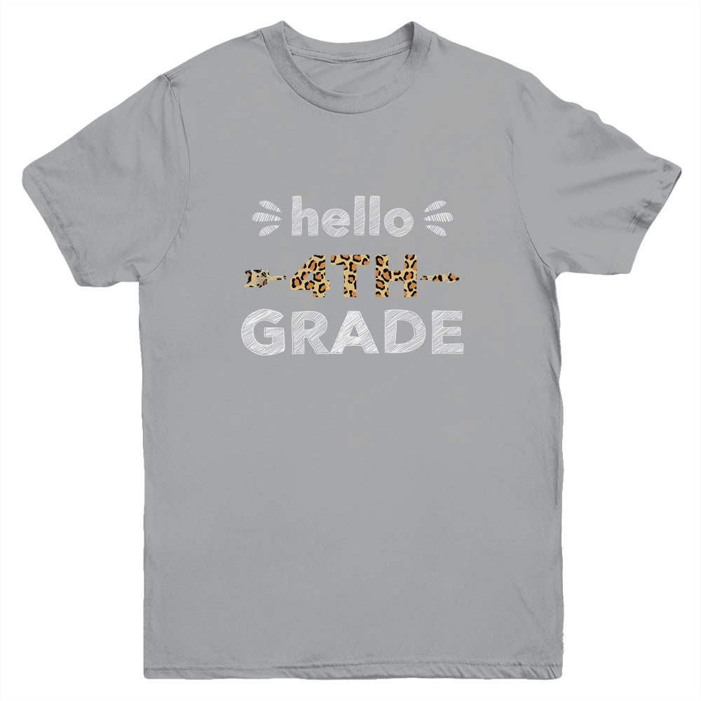 Hello Fourth Grade Back To School 1st Day Leopard Kids Youth Shirt | siriusteestore