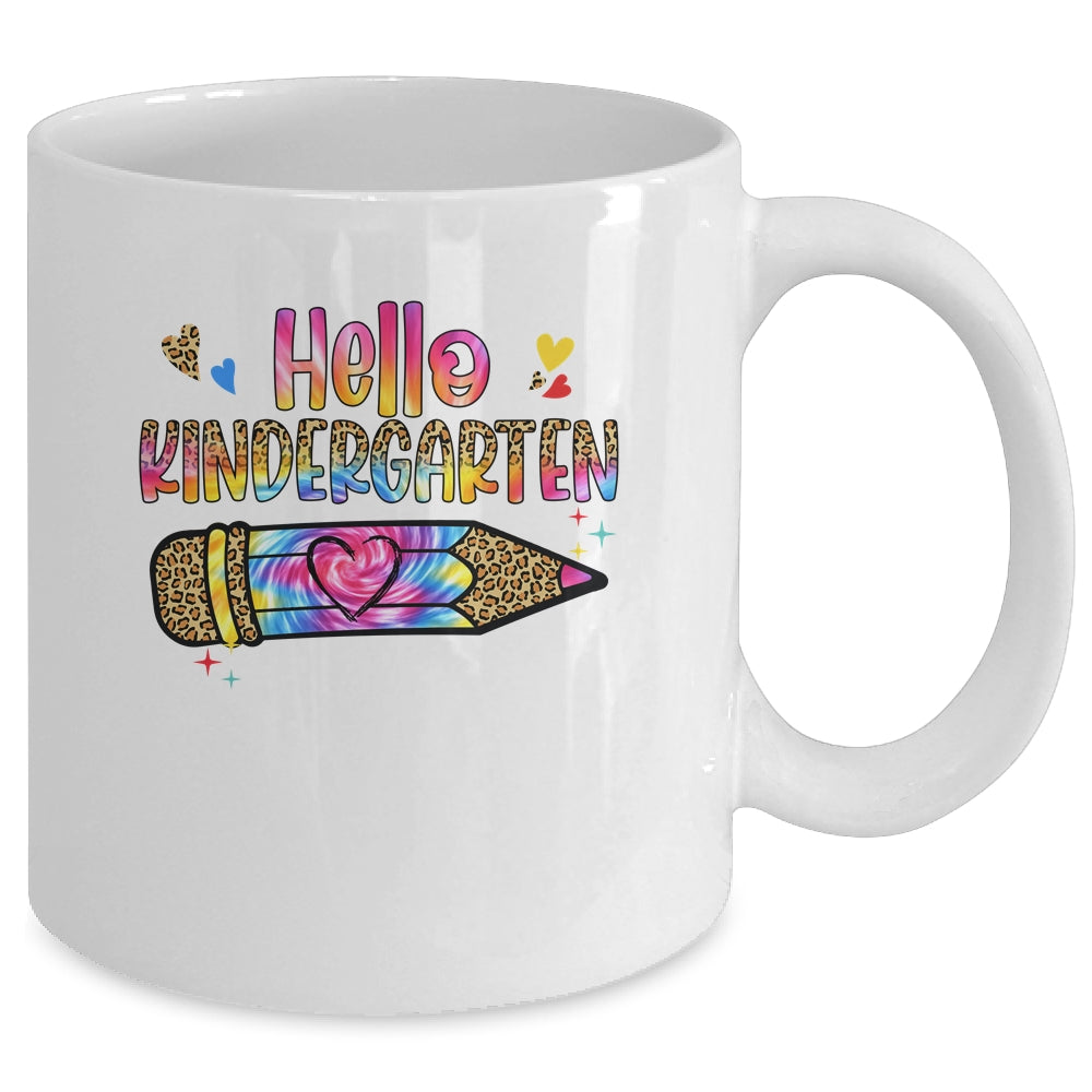 Hello Kindergarten Leopard Tie Dye Pencil Cute Teacher Mug | siriusteestore