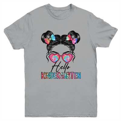 Hello Kindergarten Messy Bun Girls Tie Dye Cute Back To School Youth Shirt | siriusteestore