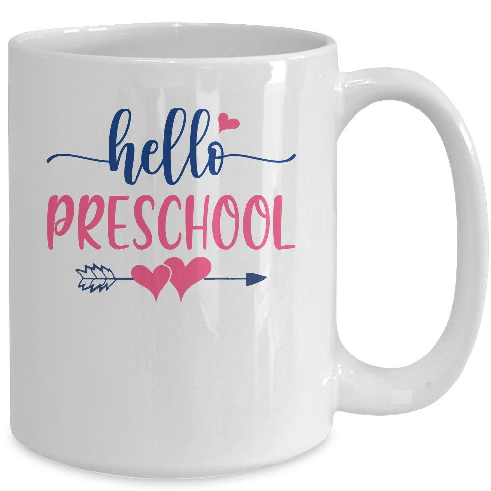 Hello Preschool Grade Teacher Kids Back to School Mug | siriusteestore
