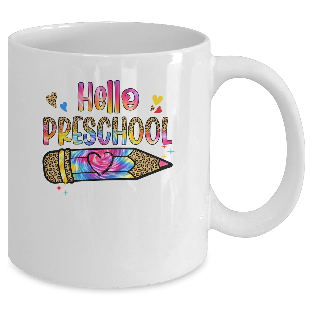 Hello Preschool Leopard Tie Dye Pencil Cute Teacher Mug | siriusteestore