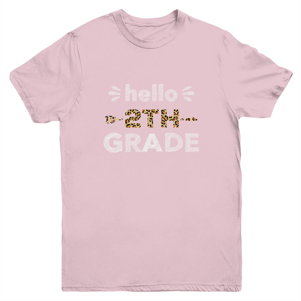 Hello Second Grade Back To School 1st Day Leopard Kids Youth Shirt | siriusteestore
