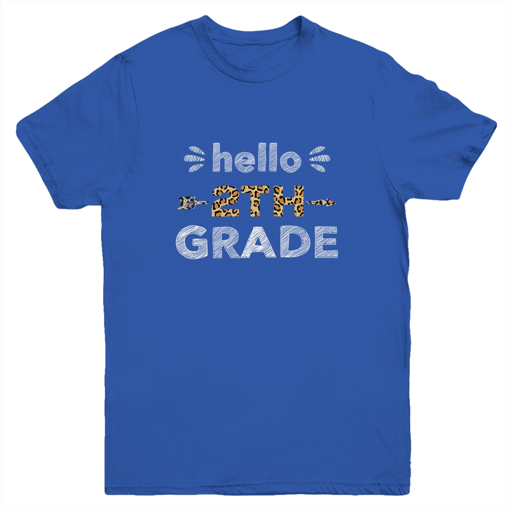 Hello Second Grade Back To School 1st Day Leopard Kids Youth Shirt | siriusteestore