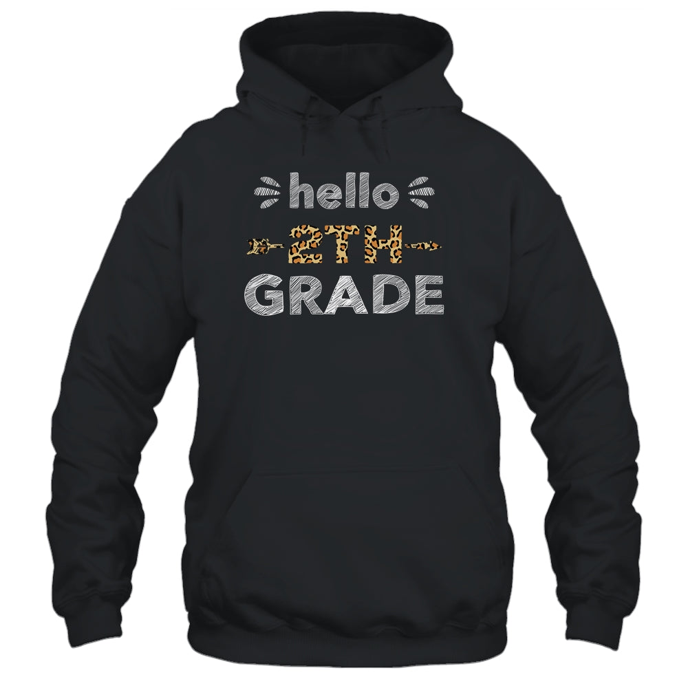 Hello Second Grade Back To School 1st Day Leopard Teachers Shirt & Hoodie | siriusteestore