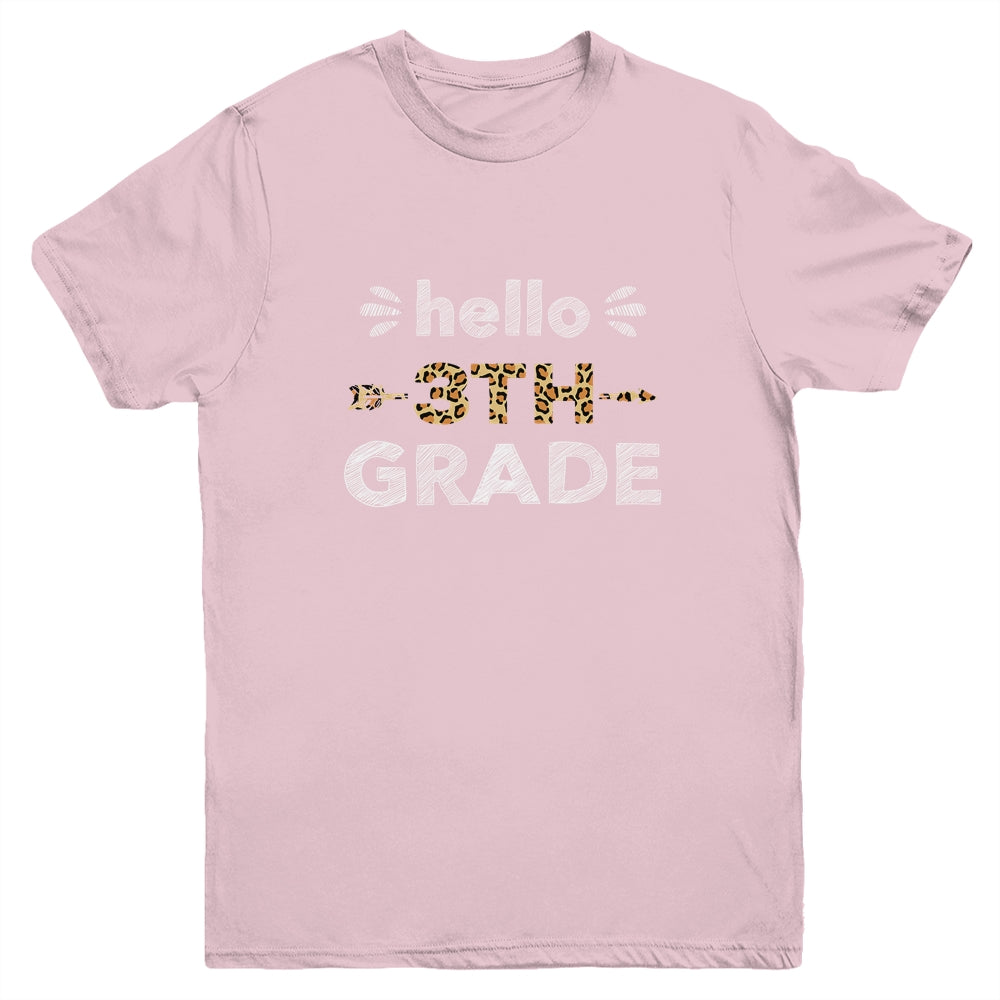 Hello Third Grade Back To School 1st Day Leopard Kids Youth Shirt | siriusteestore
