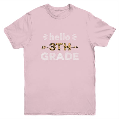 Hello Third Grade Back To School 1st Day Leopard Kids Youth Shirt | siriusteestore