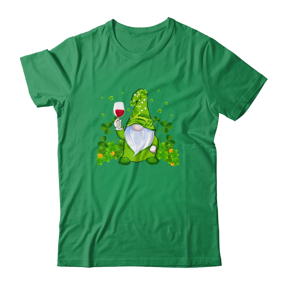 Hippie Gnome Drinking Wine With Shamrock St Patrick's Day Shirt & Hoodie | siriusteestore