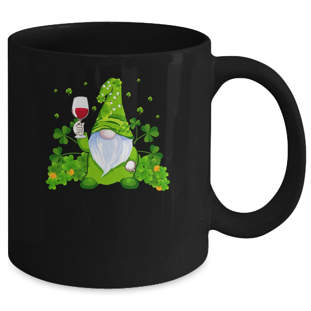 Hippie Gnome Drinking Wine With Shamrock St Patrick's Day Mug | siriusteestore