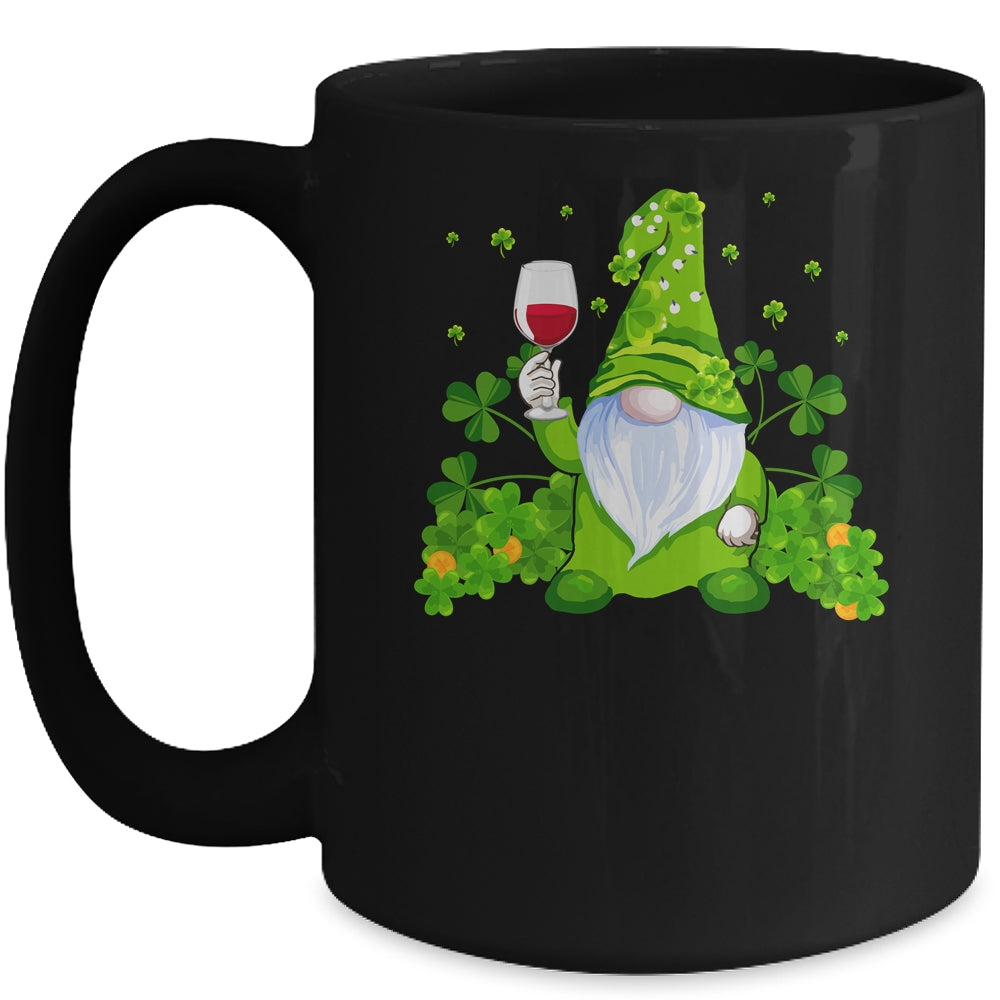 Hippie Gnome Drinking Wine With Shamrock St Patrick's Day Mug | siriusteestore