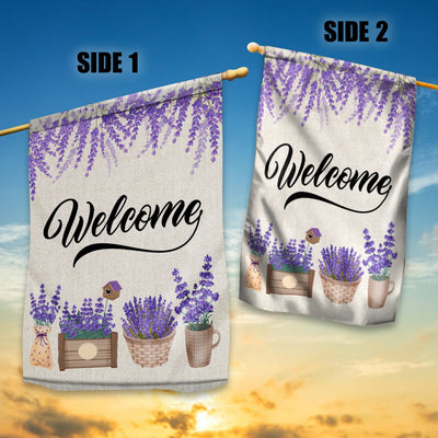 Home Welcome Lavender Flag Monogram Garden for Summer | siriusteestore