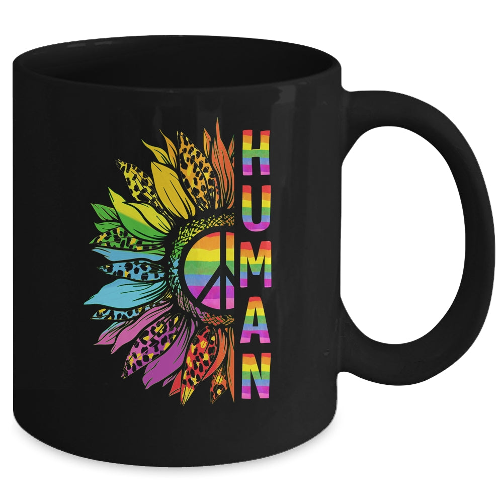 Human Sunflower Rainbow LGBT Flag Gay Pride Proud LGBTQ Mug | siriusteestore