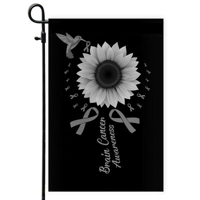 Hummingbird Sunflower Brain Cancer Awareness Flag Grey Ribbon | siriusteestore