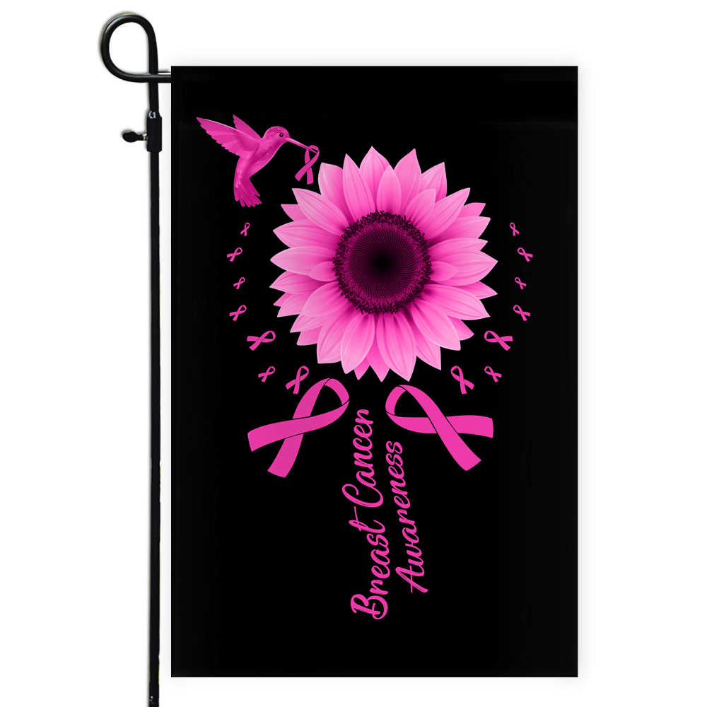 Hummingbird Sunflower Breast Cancer Awareness Flag Pink Ribbon | siriusteestore