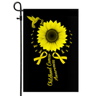Hummingbird Sunflower Childhood Cancer Awareness Flag Gold Ribbon | siriusteestore