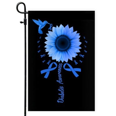 Hummingbird Sunflower Diabetes Awareness Flag Blue Ribbon | siriusteestore
