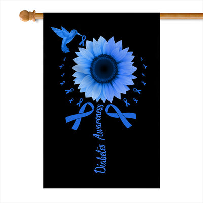 Hummingbird Sunflower Diabetes Awareness Flag Blue Ribbon | siriusteestore