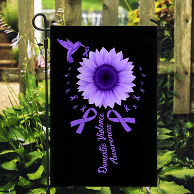 Hummingbird Sunflower Domestic Violence Awareness Flag Purple Ribbon | siriusteestore