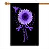 Hummingbird Sunflower Domestic Violence Awareness Flag Purple Ribbon | siriusteestore