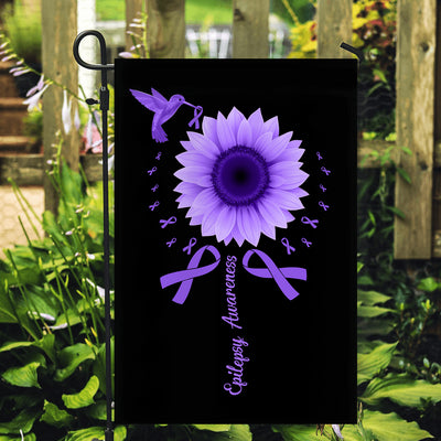 Hummingbird Sunflower Epilepsy Awareness Flag Purple Ribbon | siriusteestore