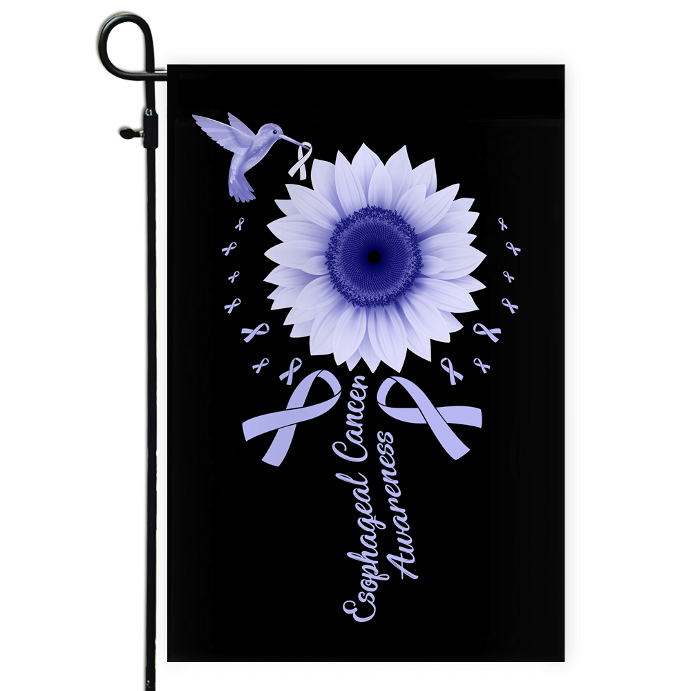 Hummingbird Sunflower Esophageal Cancer Awareness Flag Periwinkle Ribbon | siriusteestore