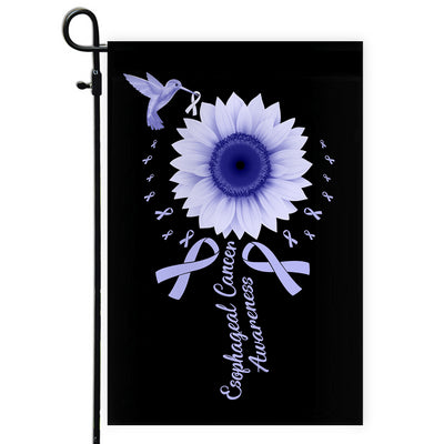 Hummingbird Sunflower Esophageal Cancer Awareness Flag Periwinkle Ribbon | siriusteestore