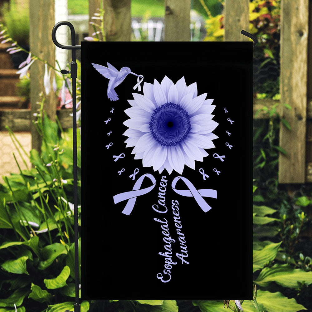 Hummingbird Sunflower Esophageal Cancer Awareness Flag Periwinkle Ribbon | siriusteestore