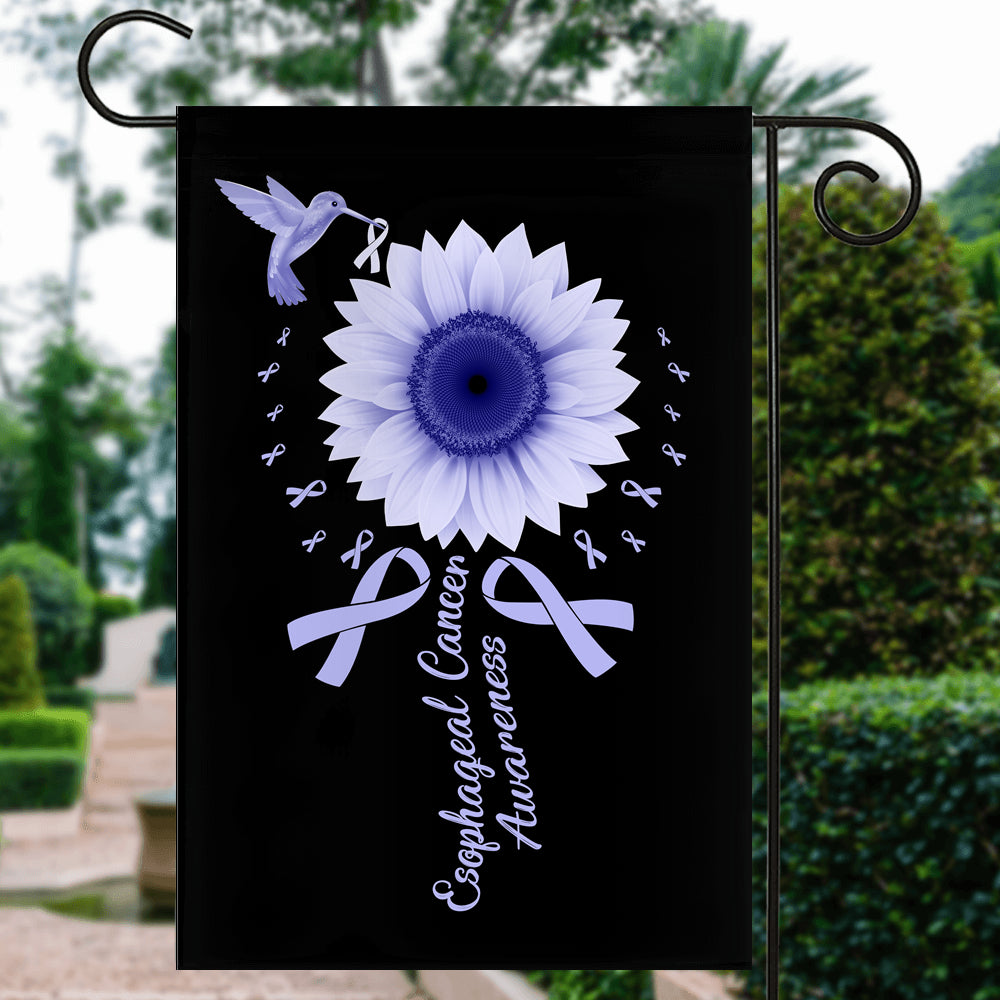 Hummingbird Sunflower Esophageal Cancer Awareness Flag Periwinkle Ribbon | siriusteestore