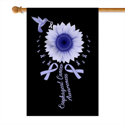 Hummingbird Sunflower Esophageal Cancer Awareness Flag Periwinkle Ribbon | siriusteestore