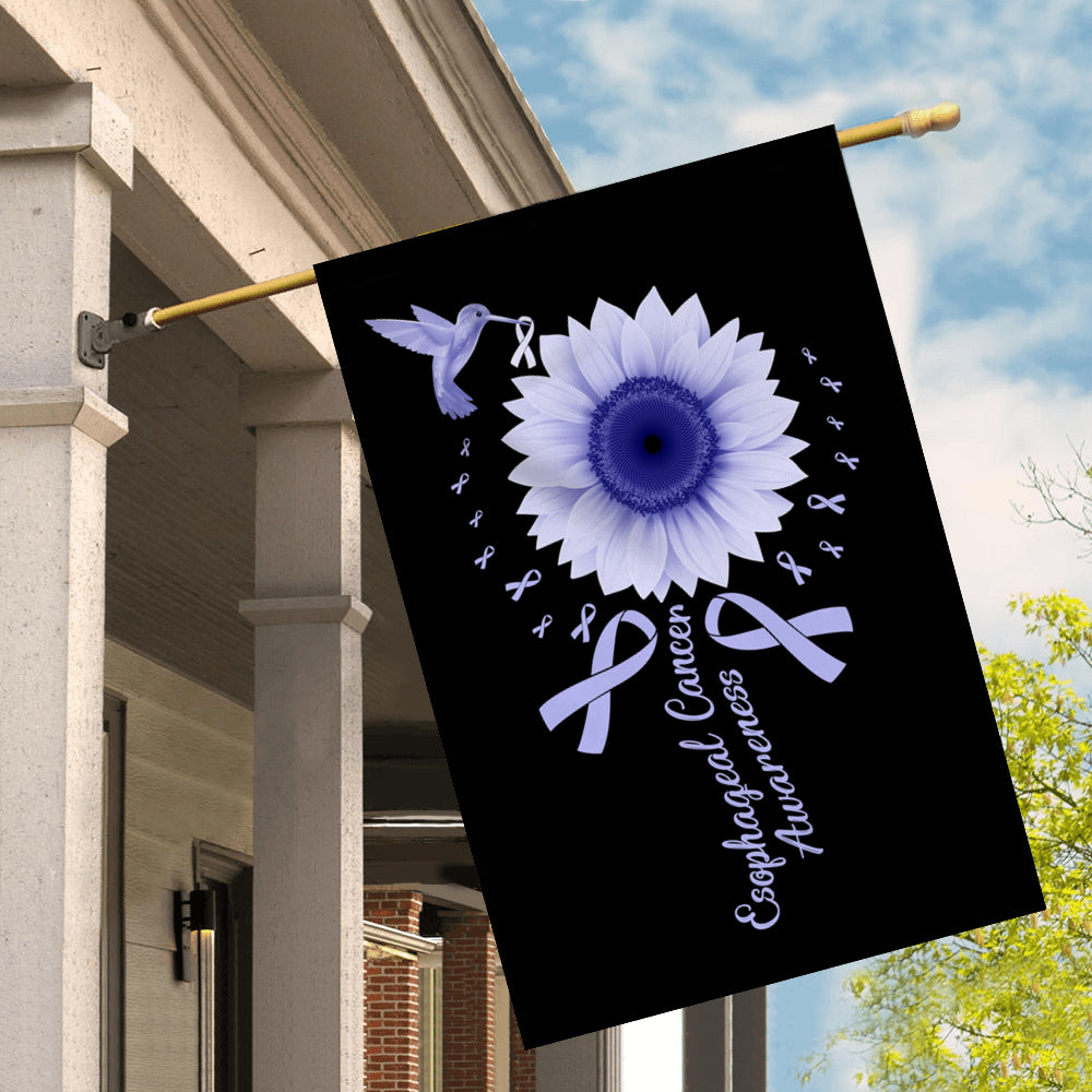 Hummingbird Sunflower Esophageal Cancer Awareness Flag Periwinkle Ribbon | siriusteestore