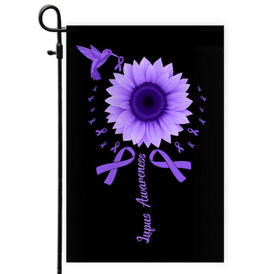 Hummingbird Sunflower Lupus Awareness Flag Purple Ribbon | siriusteestore