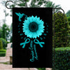 Hummingbird Sunflower Ovarian Cancer Awareness Flag Teal Ribbon | siriusteestore