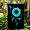 Hummingbird Sunflower Peritoneal Cancer Awareness Flag Teal Ribbon | siriusteestore