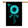 Hummingbird Sunflower Peritoneal Cancer Awareness Flag Teal Ribbon | siriusteestore