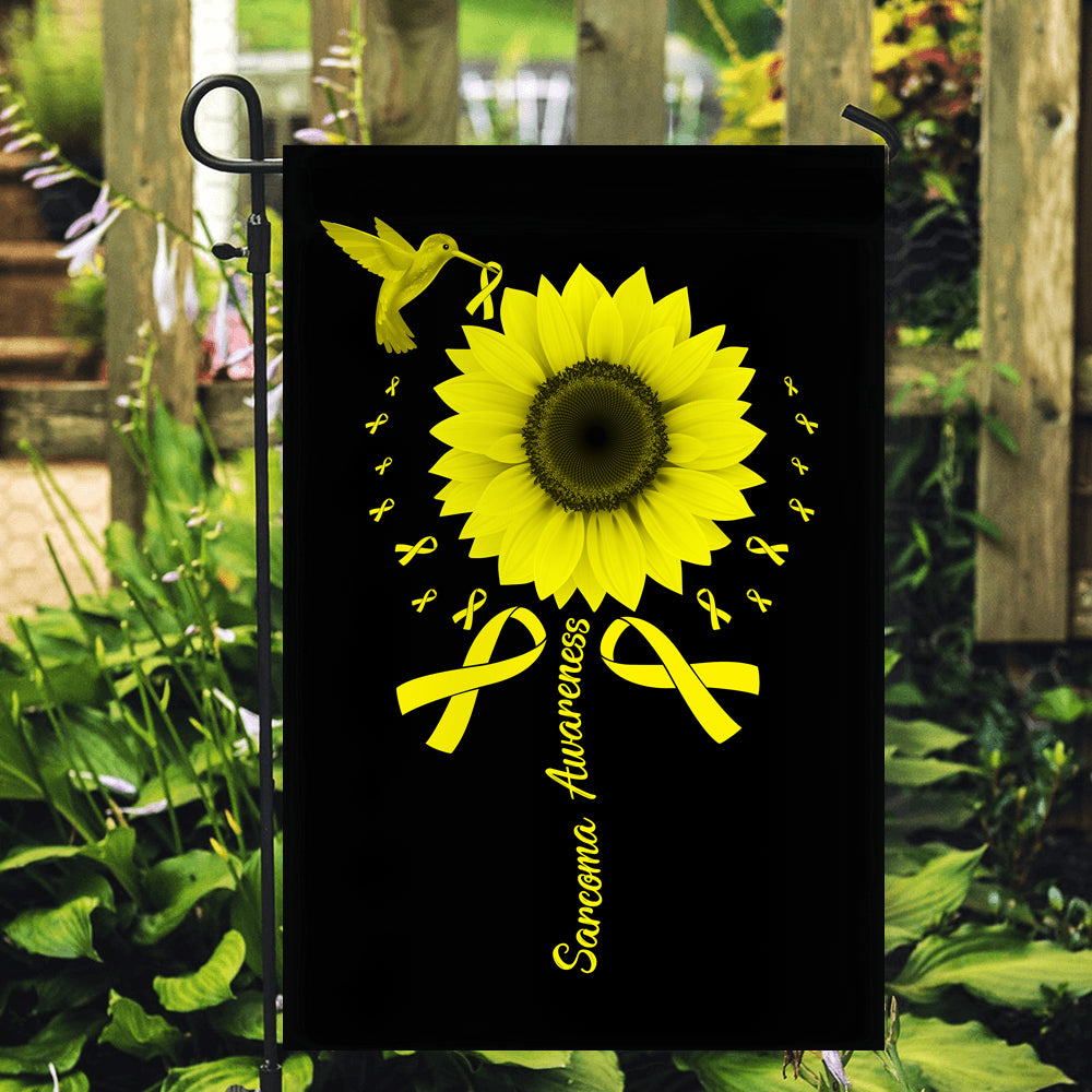 Hummingbird Sunflower Sarcoma Awareness Flag Yellow Ribbon | siriusteestore