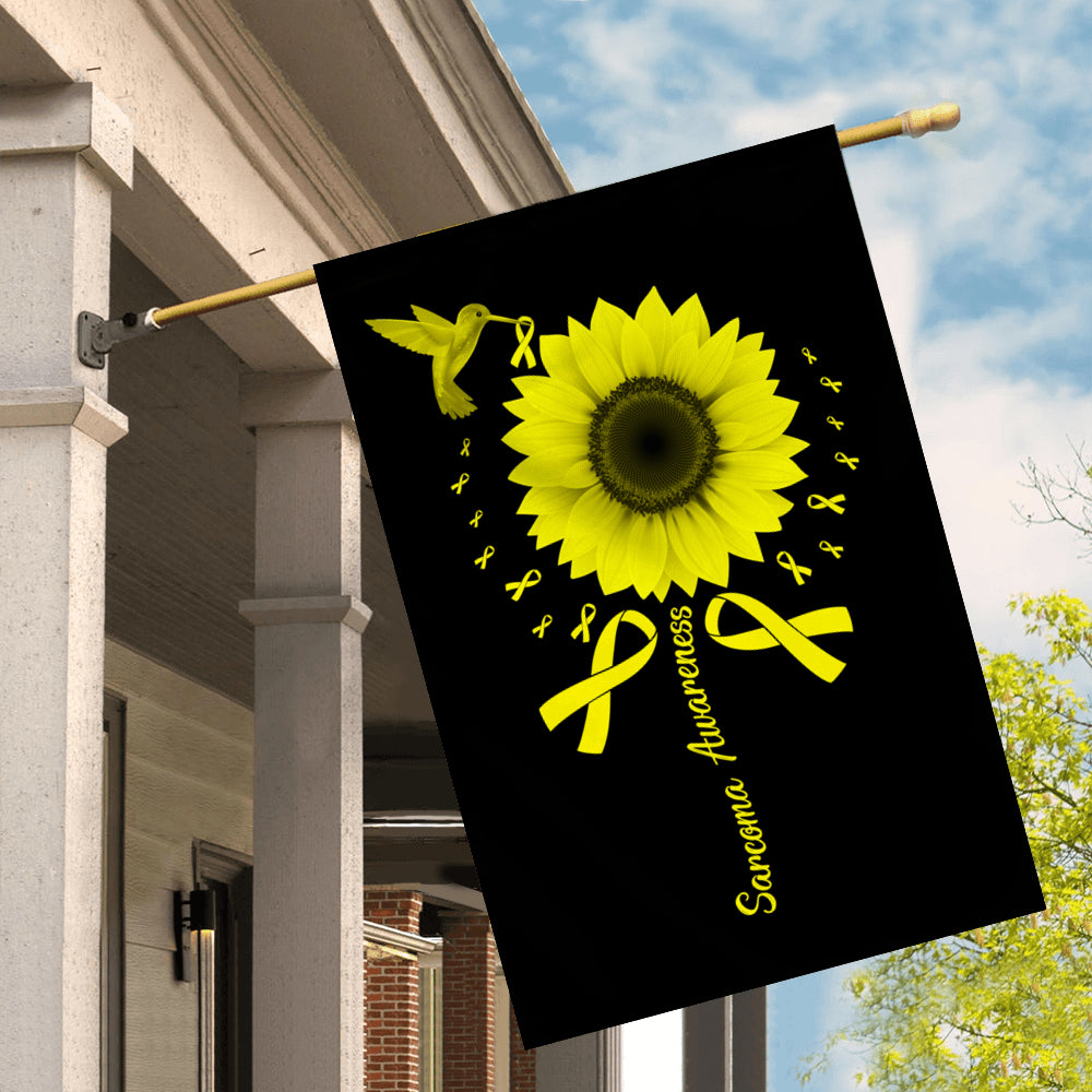 Hummingbird Sunflower Sarcoma Awareness Flag Yellow Ribbon | siriusteestore