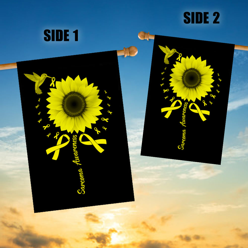 Hummingbird Sunflower Sarcoma Awareness Flag Yellow Ribbon | siriusteestore