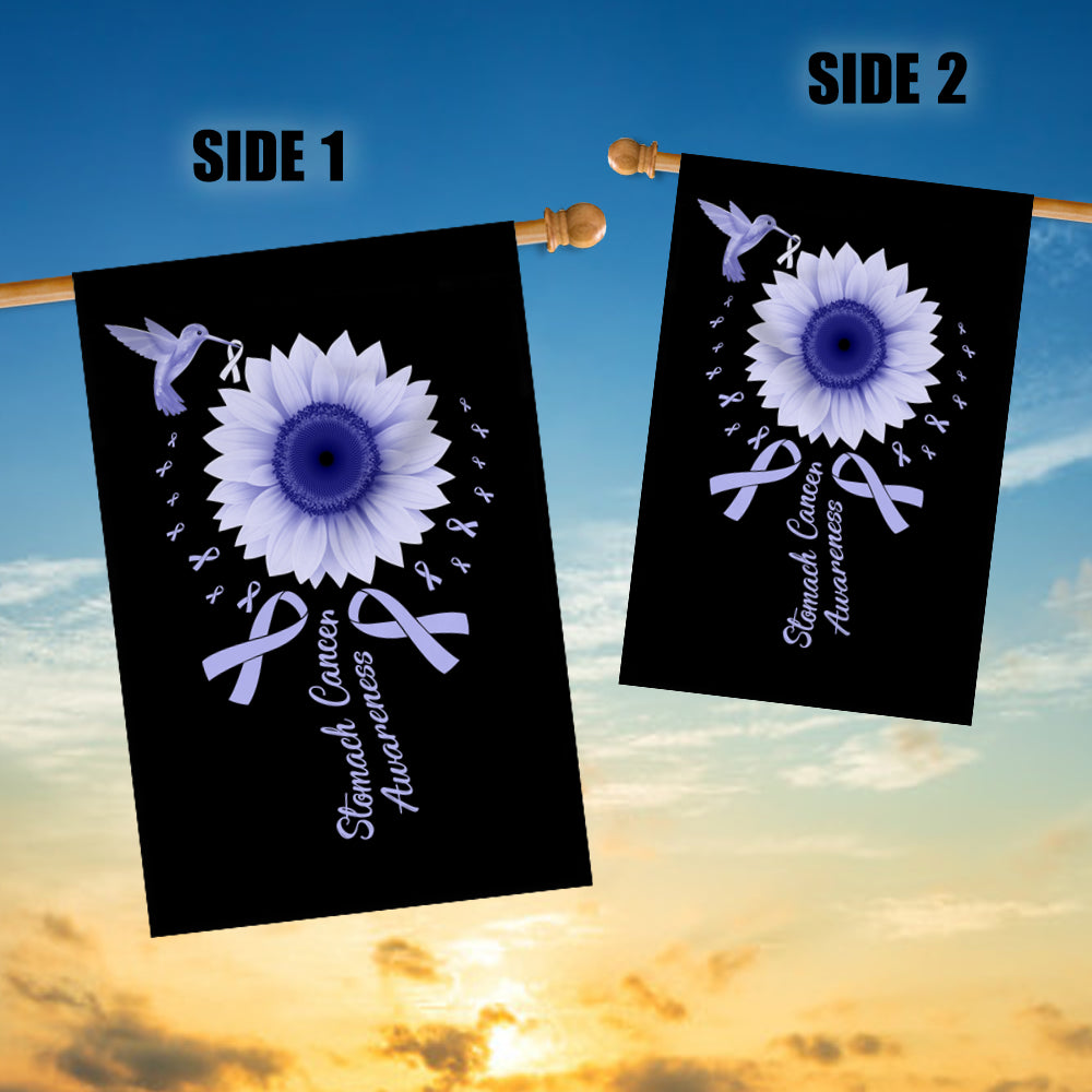 Hummingbird Sunflower Stomach Cancer Awareness Flag Periwinkle Ribbon | siriusteestore