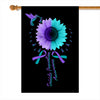 Hummingbird Sunflower Suicide Prevention Awareness Flag Teal and Purple Ribbon | siriusteestore