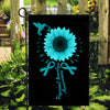 Hummingbird Sunflower Trigeminal Neuralgia Awareness Flag Teal Ribbon | siriusteestore