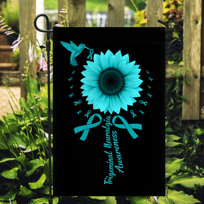 Hummingbird Sunflower Trigeminal Neuralgia Awareness Flag Teal Ribbon | siriusteestore