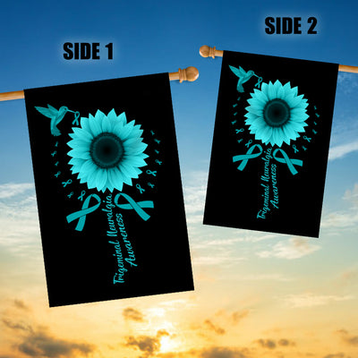 Hummingbird Sunflower Trigeminal Neuralgia Awareness Flag Teal Ribbon | siriusteestore