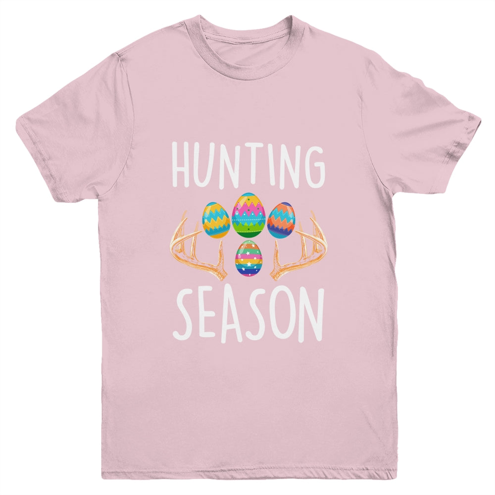 Hunting Season Eggs Antler Funny Easter Egg Hunt Hunter Kids Youth Shirt | siriusteestore