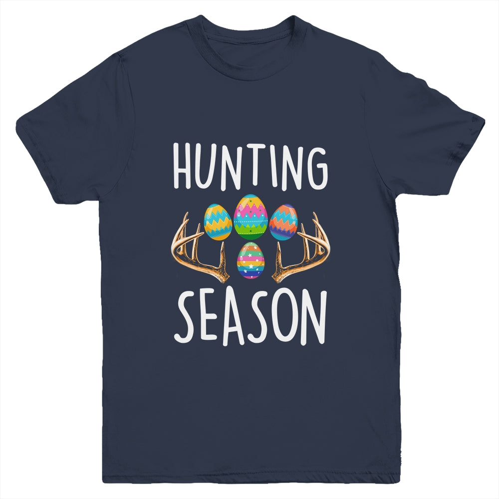 Hunting Season Eggs Antler Funny Easter Egg Hunt Hunter Kids Youth Shirt | siriusteestore