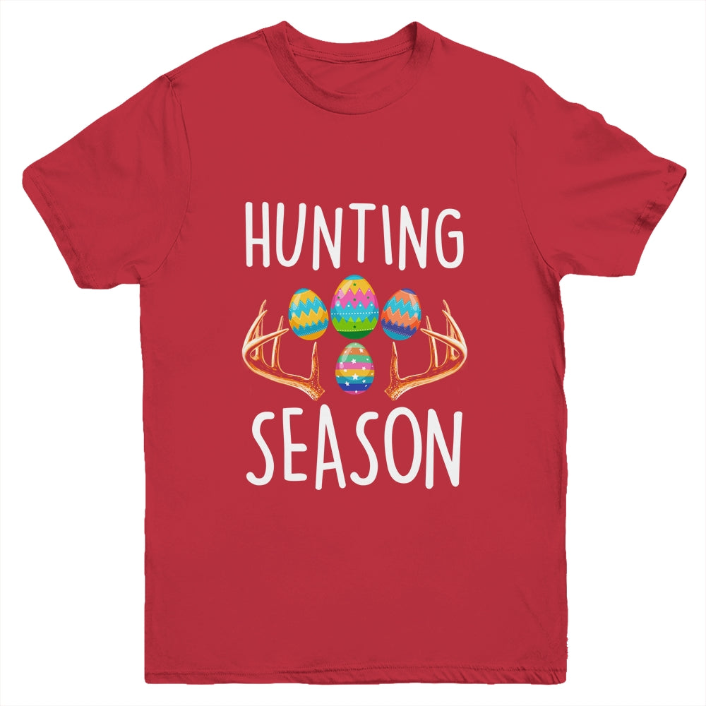 Hunting Season Eggs Antler Funny Easter Egg Hunt Hunter Kids Youth Shirt | siriusteestore