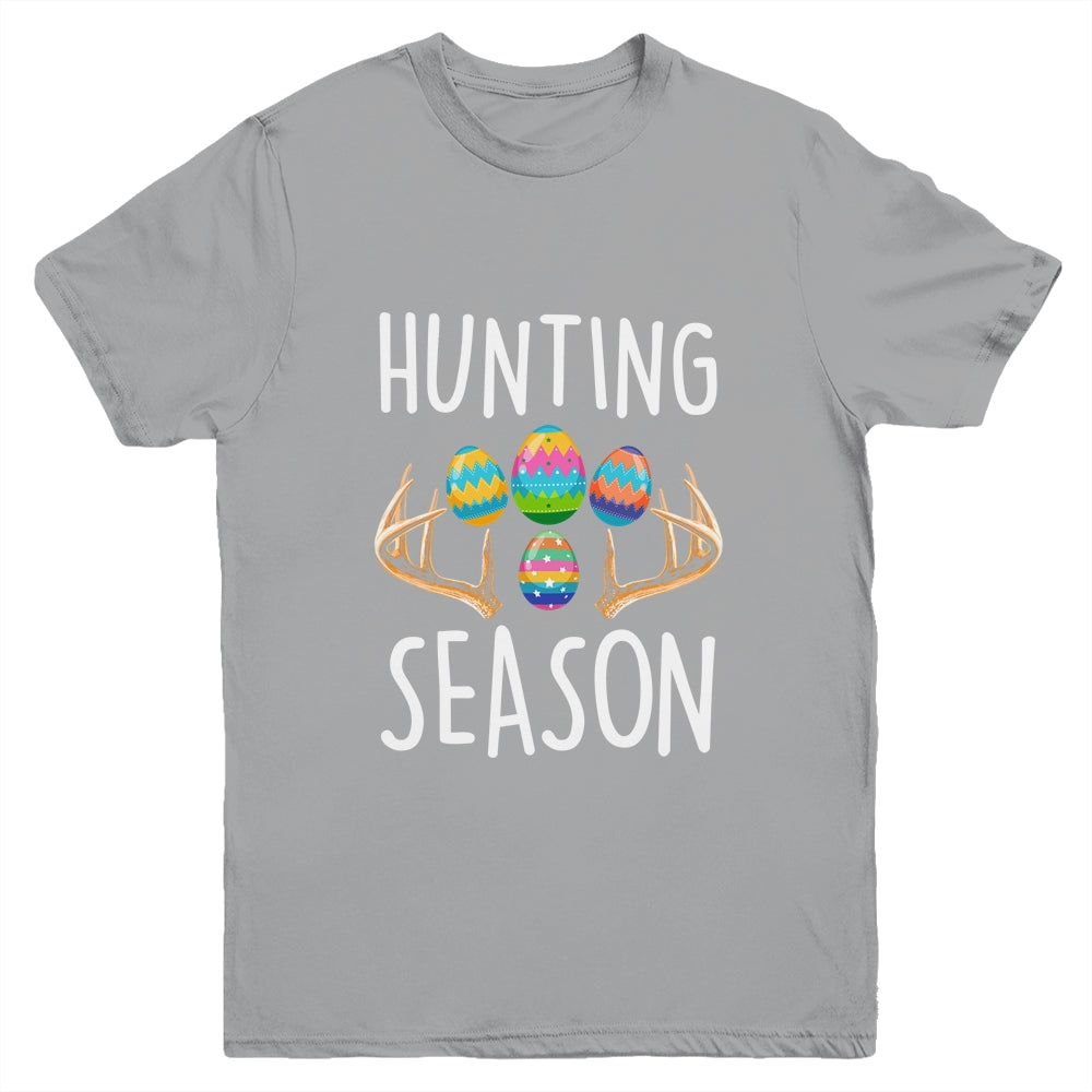 Hunting Season Eggs Antler Funny Easter Egg Hunt Hunter Kids Youth Shirt | siriusteestore