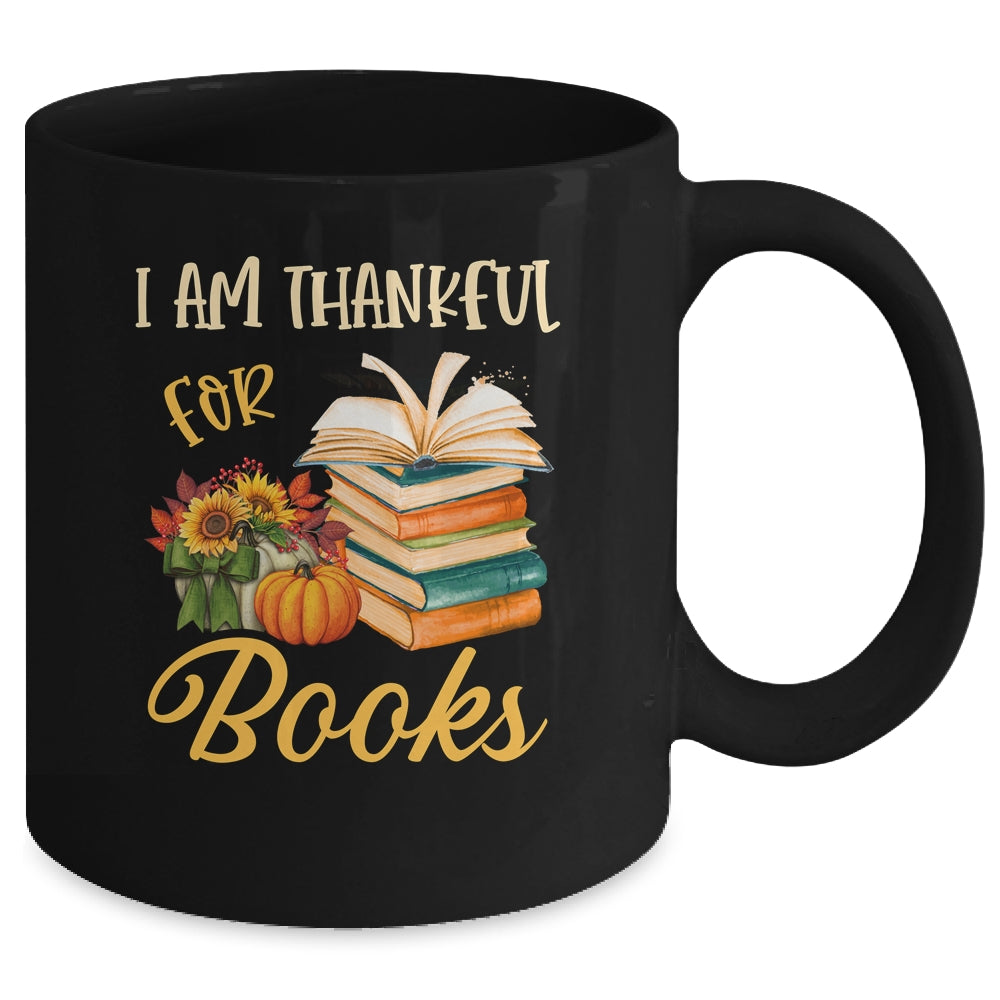 I Am Thankful For Books Thanksgiving Day Funny Librarian Mug | siriusteestore