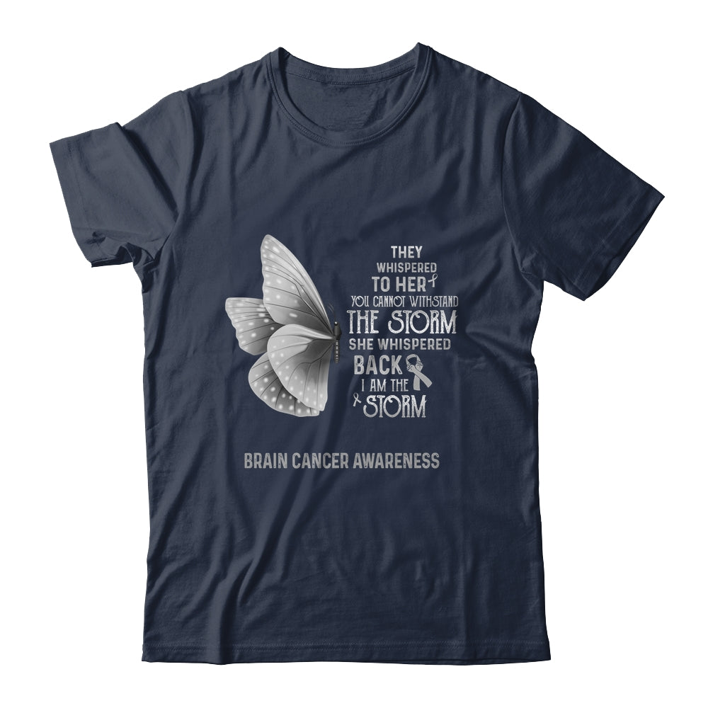 I Am The Storm Brain Cancer Awareness Butterfly Shirt & Tank Top | siriusteestore