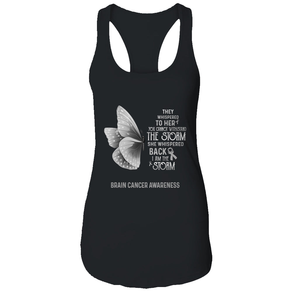 I Am The Storm Brain Cancer Awareness Butterfly Shirt & Tank Top | siriusteestore