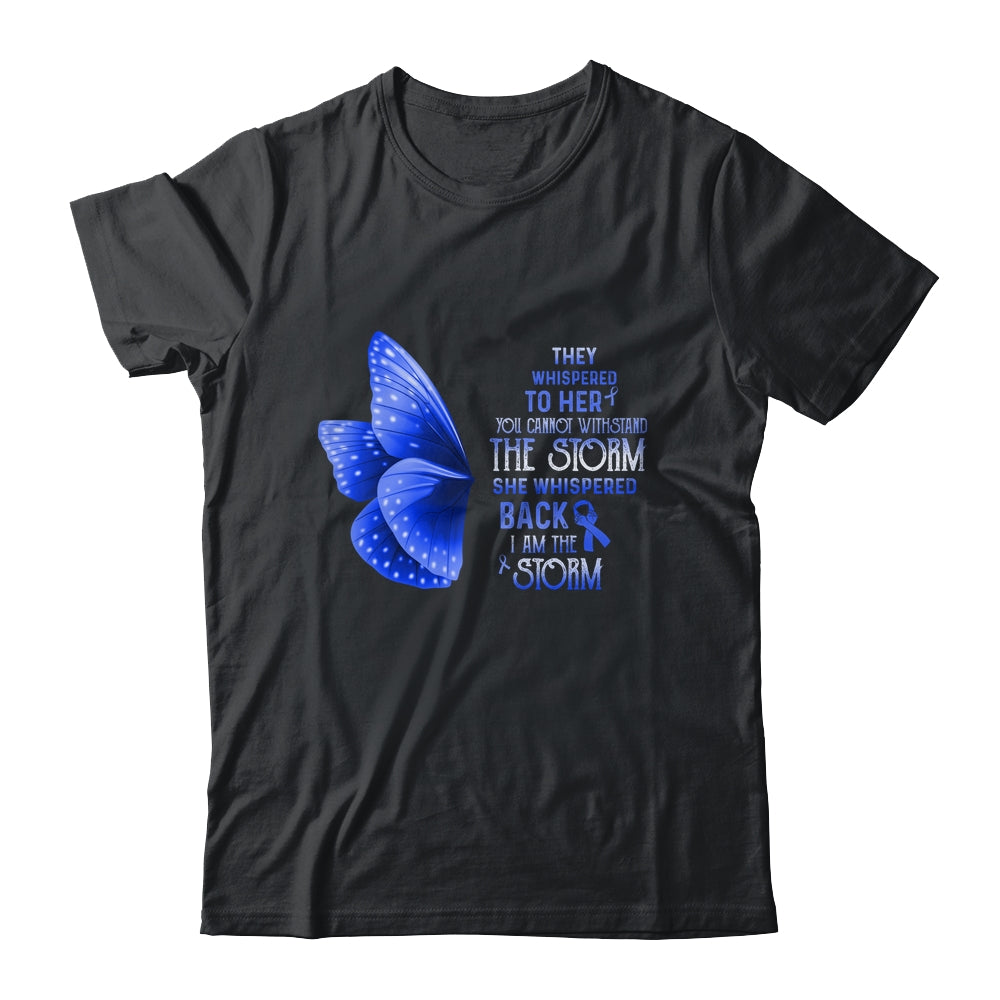 I Am The Storm Colon Blue Ribbon Awareness Butterfly Shirt & Tank Top | siriusteestore