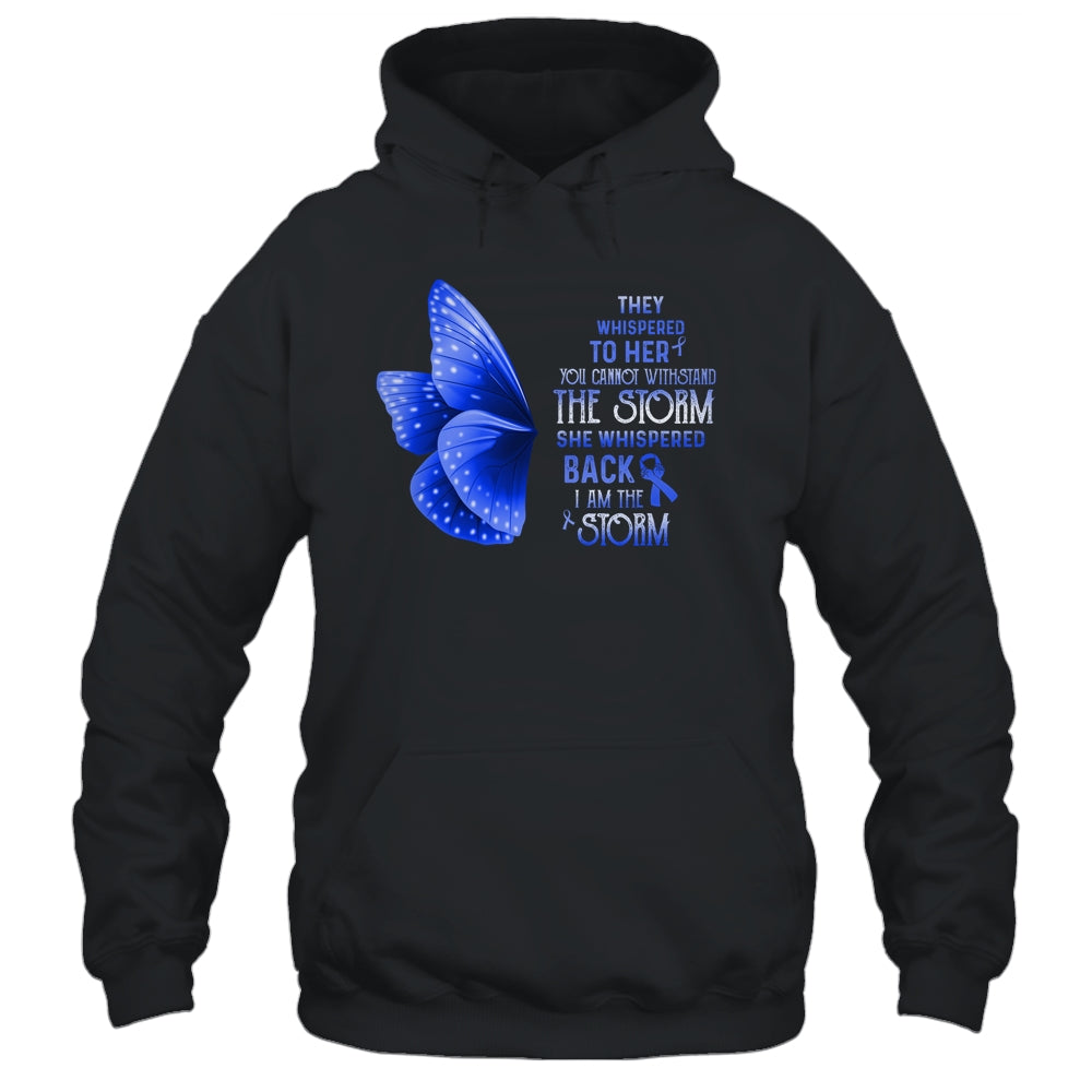 I Am The Storm Colon Blue Ribbon Awareness Butterfly Shirt & Tank Top | siriusteestore